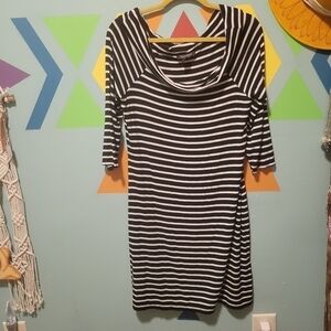 NWOT White House Black Market Women's Cowl Neck Striped Midi Dress Size Large